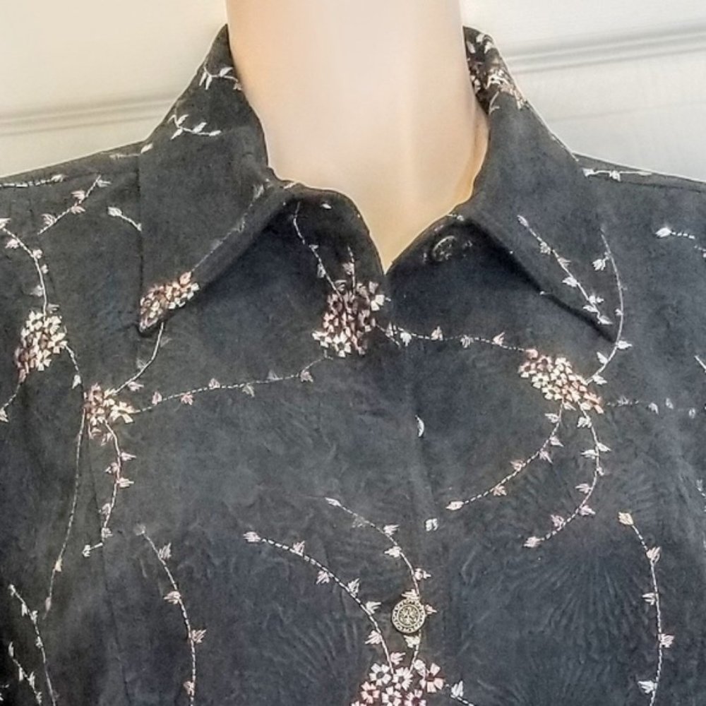Coldwater Creek:  Soft Black Brocade Top w/ Gorgeous Embroidery